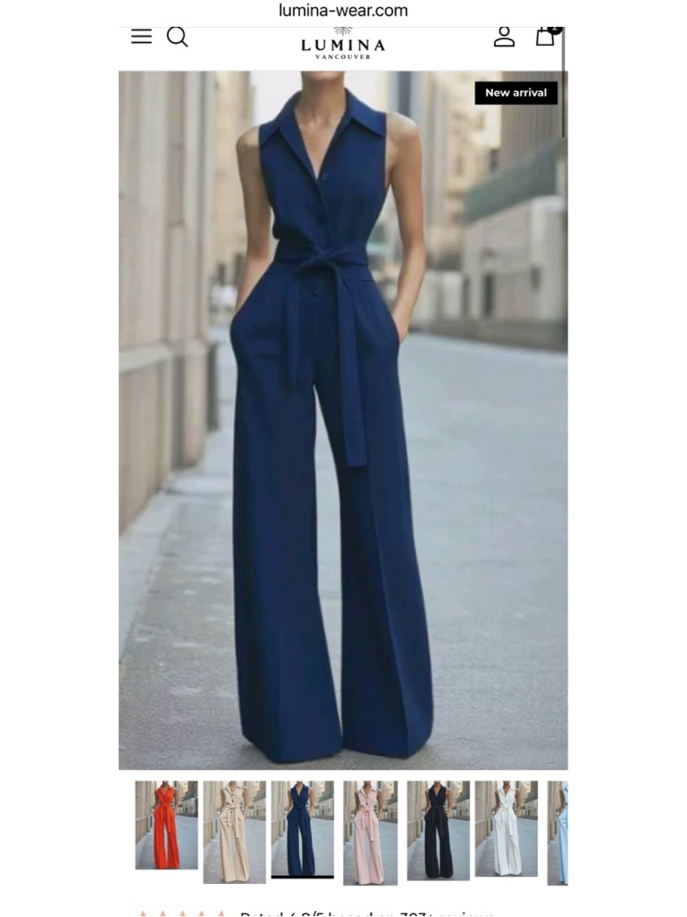 Navy Sleeveless Wide-Leg Jumpsuit